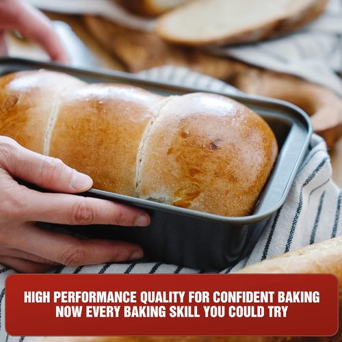 KITESSENSU Nonstick Carbon Steel Loaf Pan - Easy Grip Handles for Baking Bread & Brownies | Set of 2, Gray
