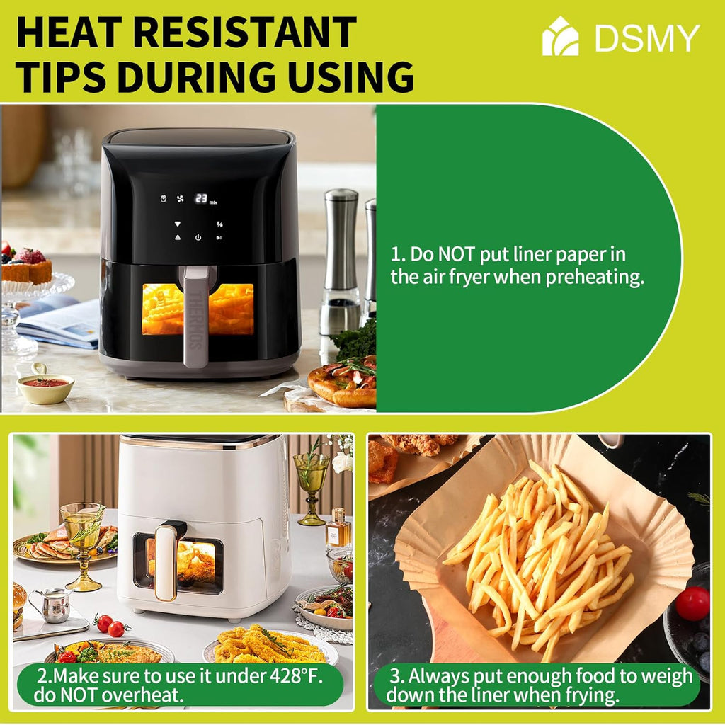 Skiennix 150 PCS Air Fryer Disposable Paper Liners - 8 Inch Non-Stick Parchment for 5-8QT Fryers