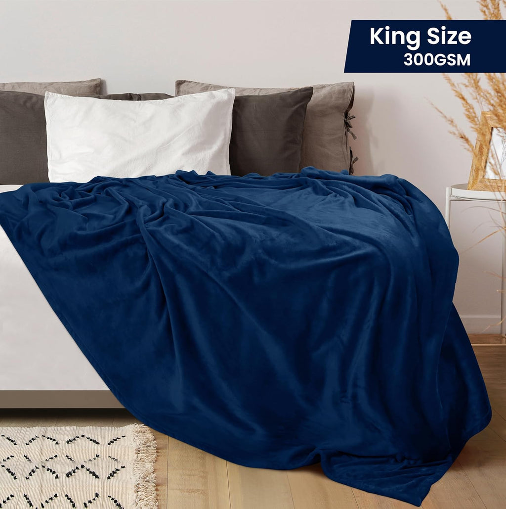 Utopia Bedding Fleece Blanket - King Size Navy 300GSM Luxury Soft Microfiber | Anti-Static & Cozy (90x102 Inch)