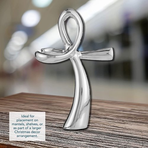 Nambé Sculptural Standing Cross – Religious Holiday Decoration, Spiritual Accent for Mantels, Tables, or Shelves, Collectible Nambé Alloy Design for Elegant Christmas Home Decor