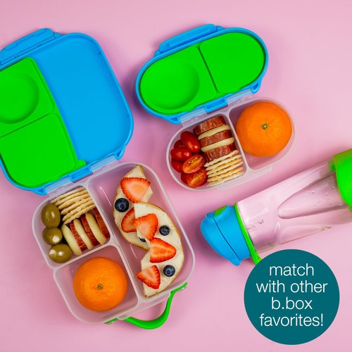 b.box Snack Box - Leakproof Mini Bento Box for Kids & Toddlers, 2 Compartment Snack Containers for Kids, Lunch Containers, Dishwasher Safe, BPA Free, PFAS Free, Ages 4m+, 1 3/4 Cup - Blush Crush