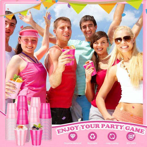 KesaPlan 100 PCS 12 OZ Plastic Cups, Party Cups Light Pink and Hot Pink Cups Disposable Drinking Cup Bulk For Bachelor Party Valentine's Galentine's Day Wedding Birthday Picnic Festive Celebrations