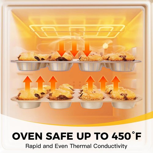 HONGBAKE 10-Piece Nonstick Bakeware Set - Versatile Kitchen Pans with Wider Grips | Champagne Gold