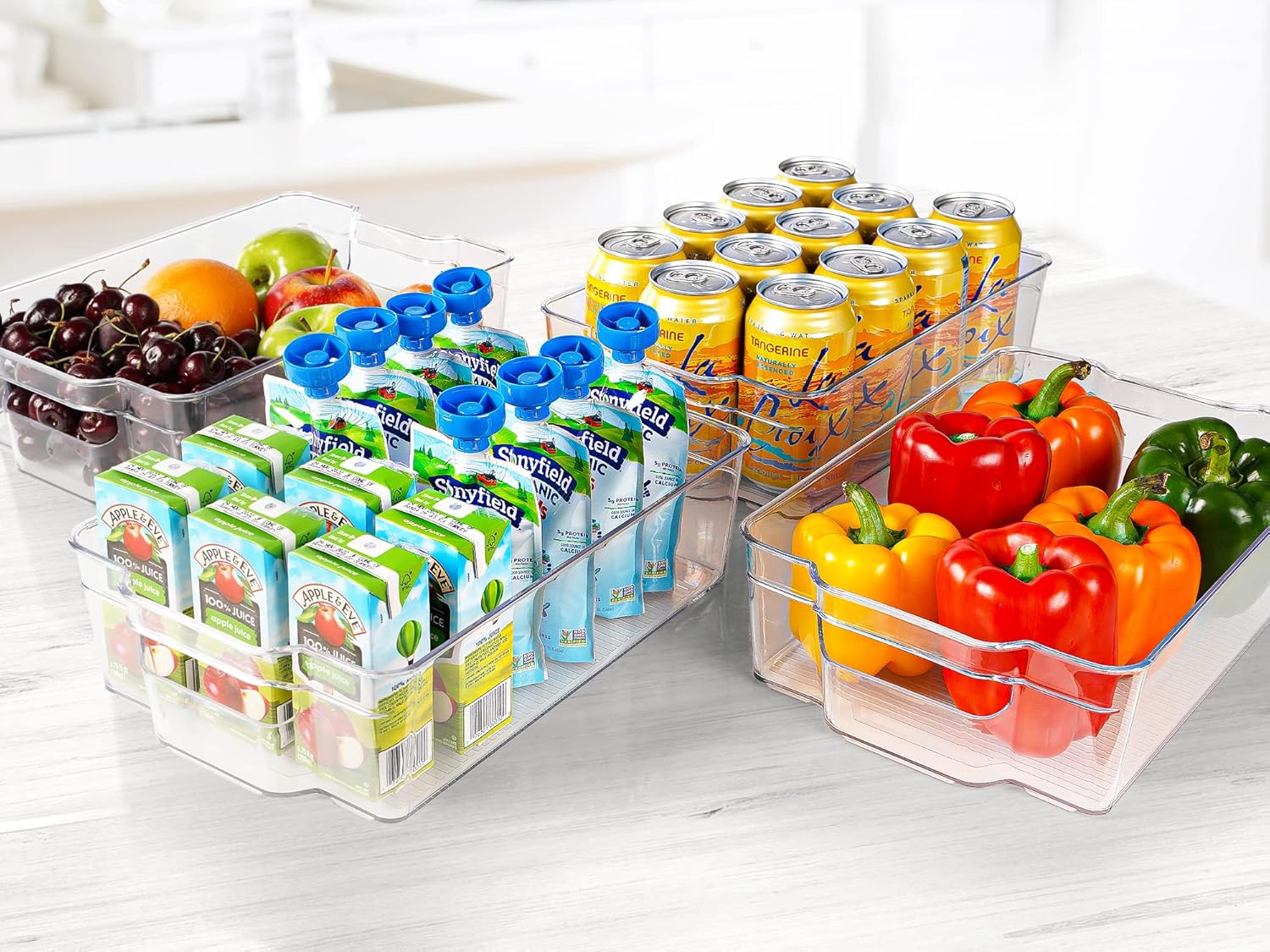 Zulay Kitchen Clear Refrigerator Organizer Bins - 4 Pack Large, BPA-Free, Durable & Shatterproof