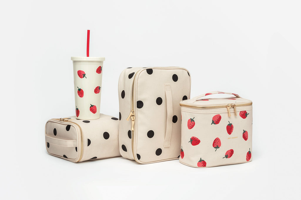 kate spade new york Insulated Lunch Tote, Small Lunch Cooler, Cute Lunch Bag for Women, Thermal Bag with Double Zipper Close and Carrying Handle, Large Deco Dot