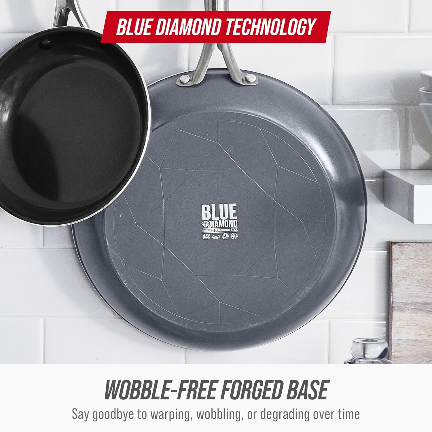 Blue Diamond 8" Nonstick Frying Pan - Ceramic Diamond Infused, PFAS-Free, Dishwasher Safe, Gray