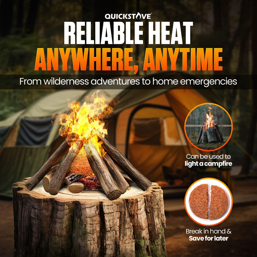 QuickStove Fire Starters (10 Pack) – Waterproof Emergency Fuel Disks for Camping Essentials, Wood Stove, Fireplace, Fire Pit, Survival Kit, Campfire & Outdoor Accessories