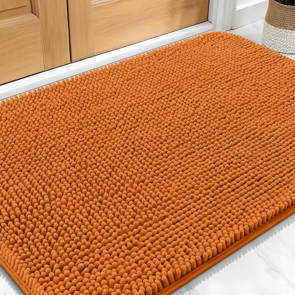 OLANLY Dog Door Mat - Absorbent Non-Slip Chenille Mat for Muddy Paws | 34x21 Inches, Quick Dry Clay Color