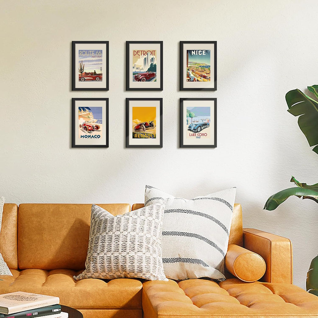 Upsimples A4 Picture Frame Set of 5 - Display 6x8 Photos with Mat or 8.3x11.7 Without | Black Wall Gallery Frames