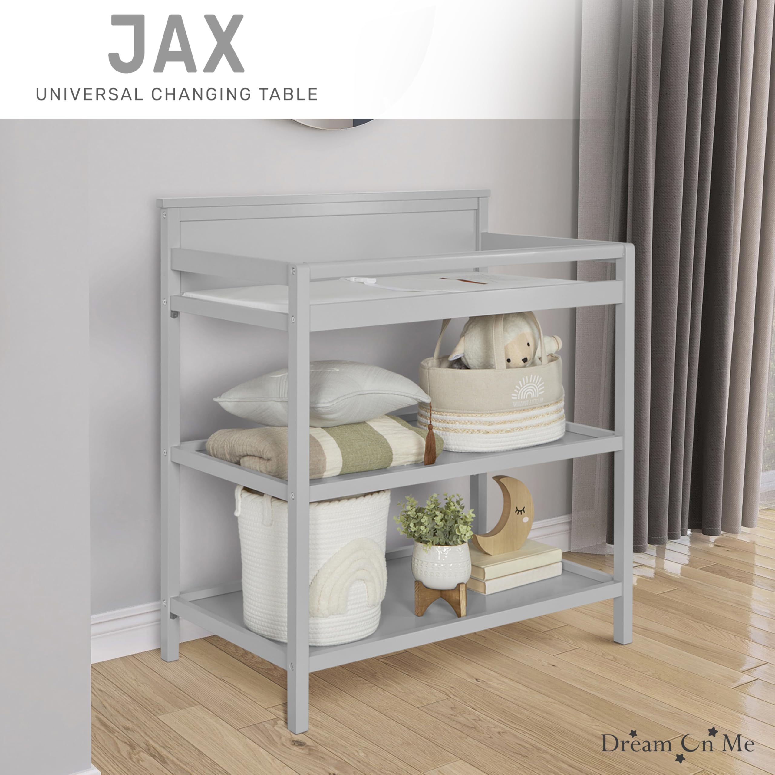 Dream On Me Jax Universal Changing Table, Pebble Grey 34x20x40 Inch (Pack of 1)