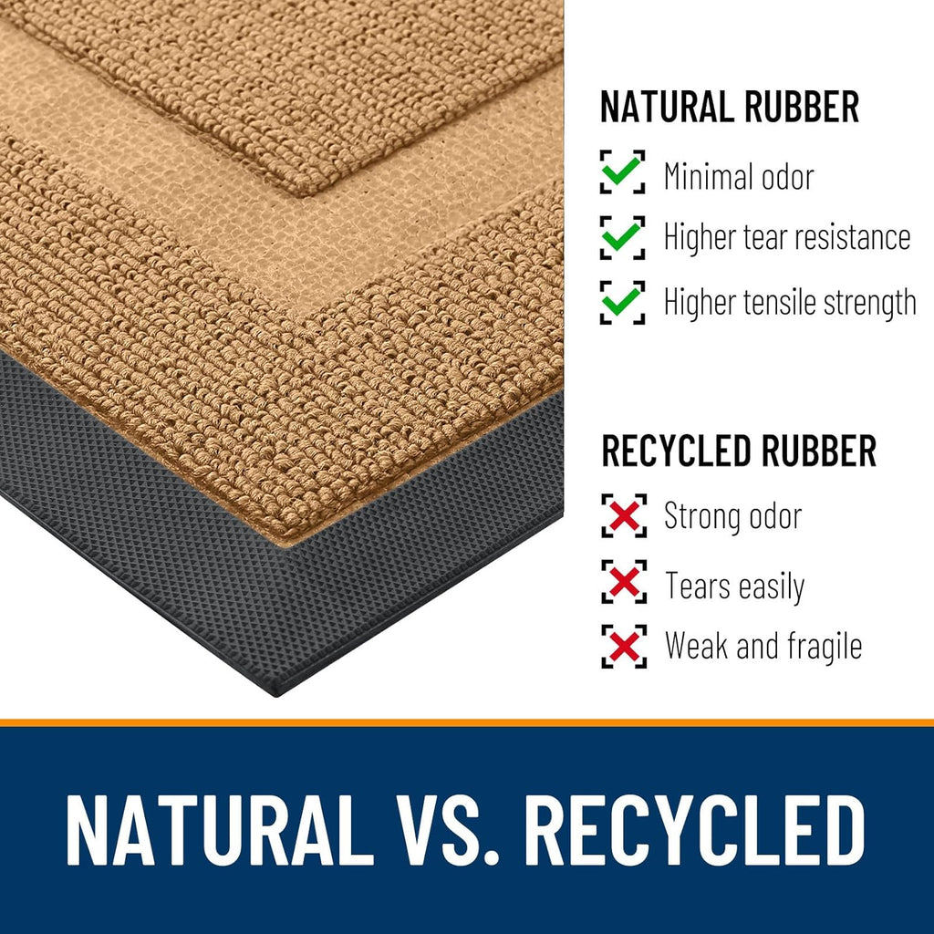 OLANLY Waterproof Front Door Mat - All-Season Natural Rubber Doormat, Easy Clean, 47x17, Butter Yellow