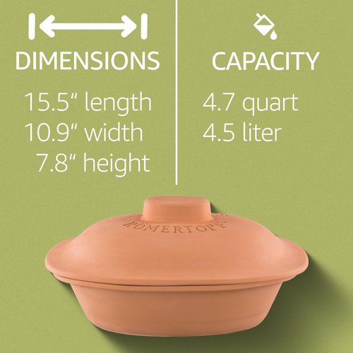 Romertopf Clay Roaster Trend | Non-Stick Dutch Oven | Healthy Pot Cooking | Clay Baker | Versatile Cooking Vessel - 4.7 Quarts (4.5 Liters) For Up To 6 People