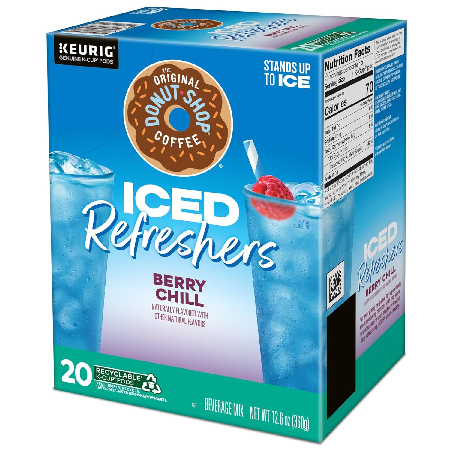 Original Donut Shop Iced Refreshers - Berry Chill Brew Over Ice K-Cup Pods | 20-Count Box