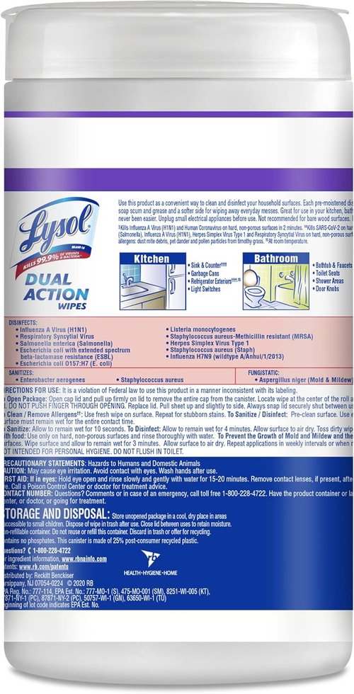 Lysol Dual Action Disinfectant Wipes - Multi-Surface Antibacterial Scrubbing Wipes, Citrus Scent, 75ct (Pack of 4)