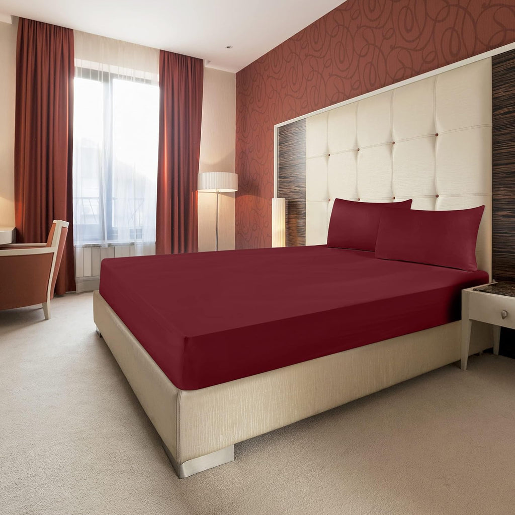 Utopia Bedding Twin XL Fitted Sheets - Soft Brushed Microfiber - Deep Pockets - 2 Pack (Burgundy)