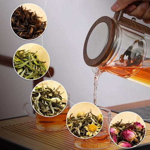 MACTANO Enchant Series Glass Magic Teapot with Magnetic Infuser, Modern Personal Tea Pot for Loose Leaf Tea Visual Brewing Easy Clean - 20.29 oz