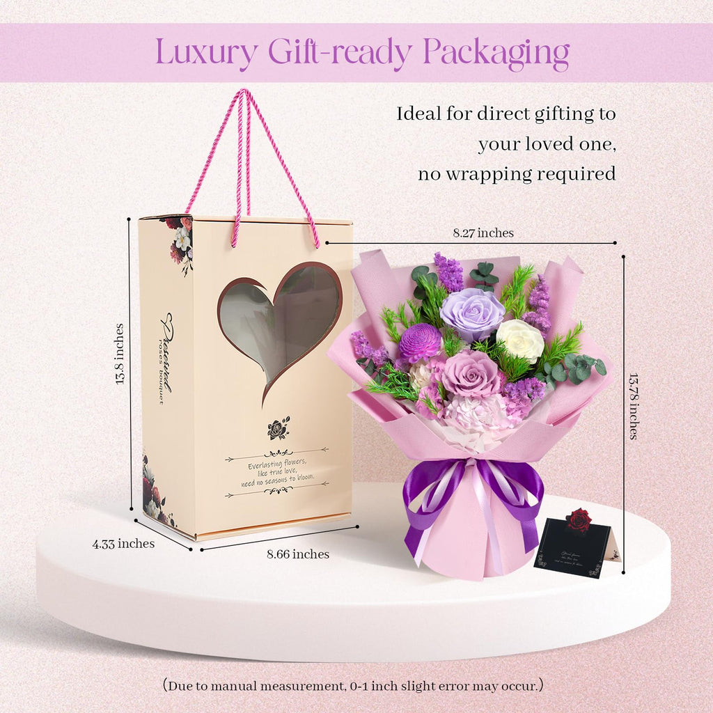 Preserved Flowers Bouquet - Birthday Gifts for Women, Real Flowers for Delivery Prime, Long-Lasting Eternal Rose for Her on Valentines Mothers Day Christmas Anniversary (Purple)