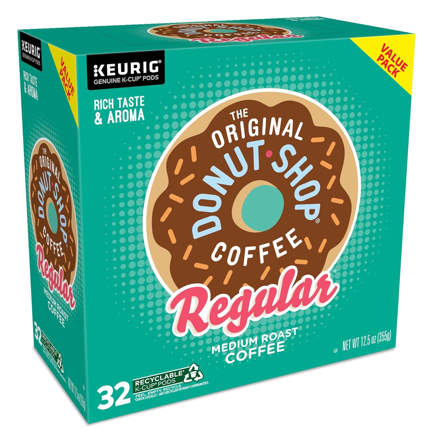 Original Donut Shop Medium Roast Coffee Pods - Regular Single-Serve Keurig K-Cup Pods | 32 Count