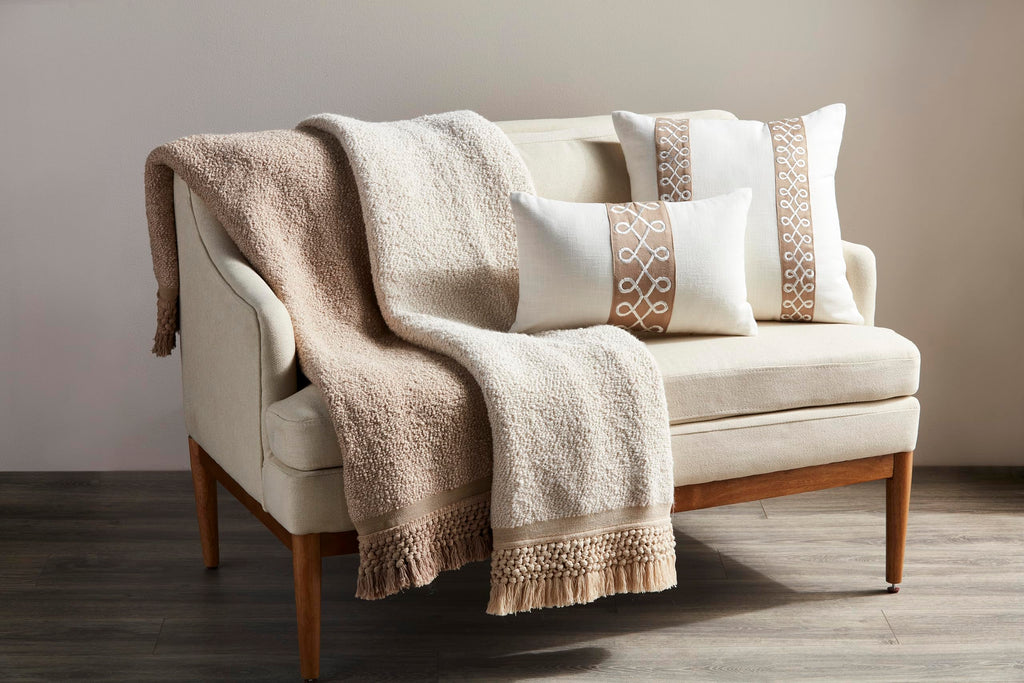 Mud Pie Tassel Throw Blanket, Cream, 60" x 60"
