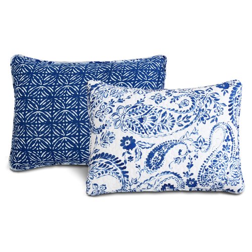 Lush Decor Erindale Paisley Cotton 3Pc Quilt Set King Navy & White – Reversible Lightweight Quilt Bedding with Shams, Classic Boho Style