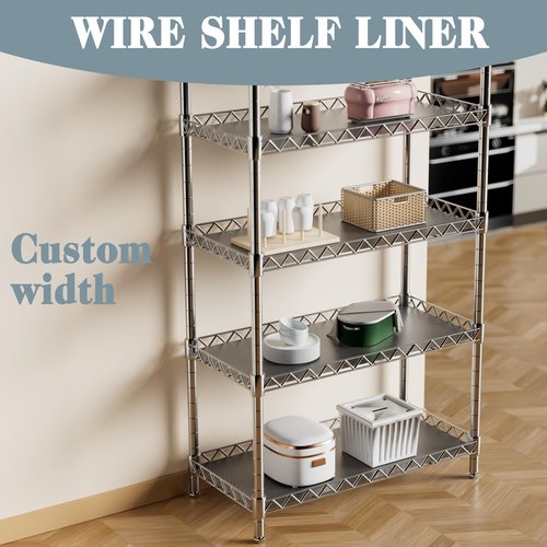 FLPMIX Thick Pantry Shelf Liner 16 inch Wide: Standard Size (16 by 360 Inch) Wire Shelf Liner - Waterproof, Heavy Duty, Easy to Cut, Plastic Kitchen Drawer Liner, Transparent Grey
