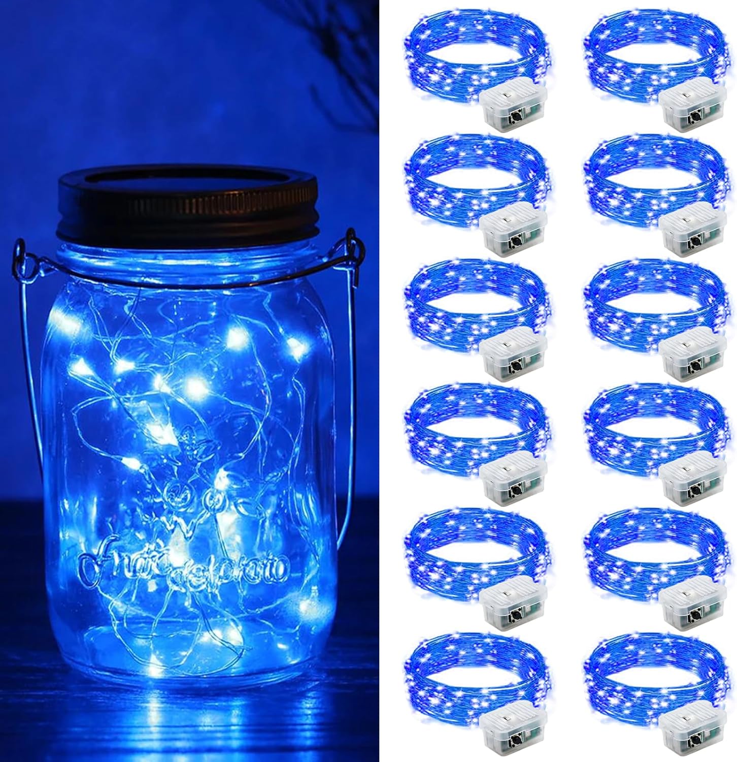 ZGWJ Fairy Lights - 12 Pack Battery Operated 7ft Mini LED String Lights | Silver Wire, 3 Modes for DIY Decor