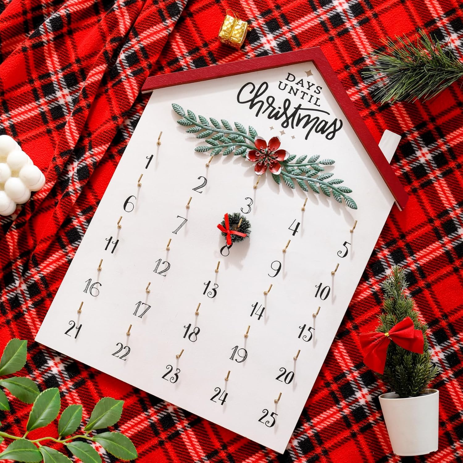 Regine Switzerland Christmas Countdown Calendar - 25 Days Advent Decor | Rustic Wooden Wall Hanging