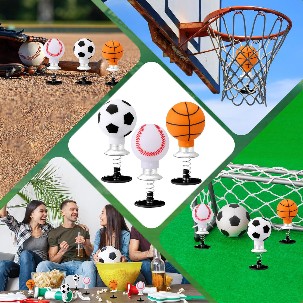 Jenaai 24 Sets Valentine's Sports Themed Card and Assorted Ball Spring Launcher Funny Pop up Bouncy Jumping for Valentines Party Favors Exchange Gift Award Prize Sensory Fidget
