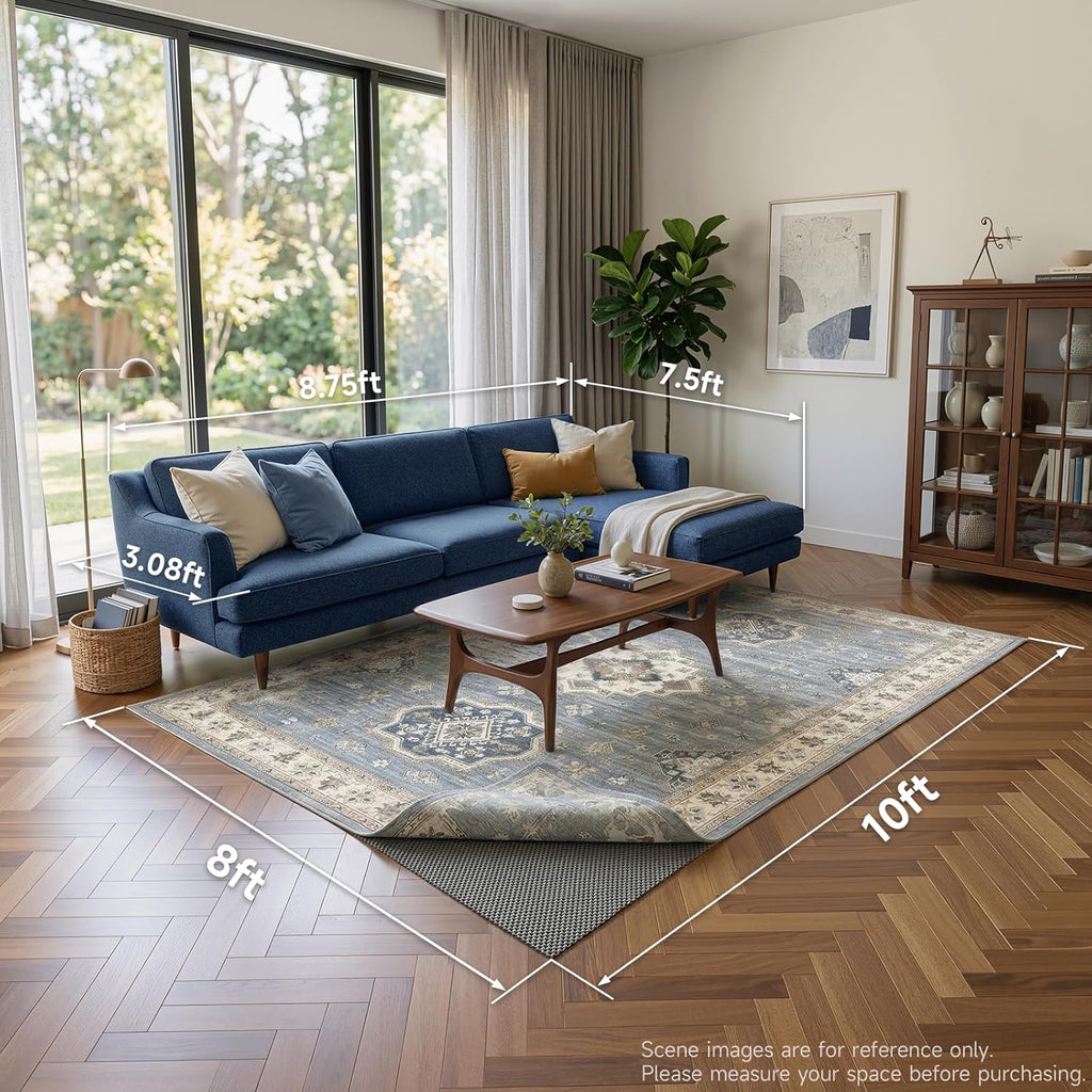 Veken Rug Pad Gripper - Non-Slip 8x10 Ft Dark Grey Mat for Hardwood & Tile Floors