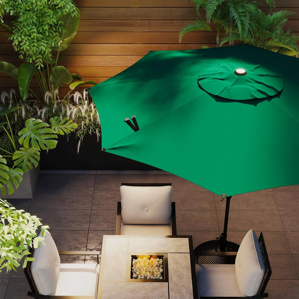 Abba Patio 9FT Lyon Outdoor Patio Umbrella - UV Protection, Waterproof, Push Button Tilt - Dark Green