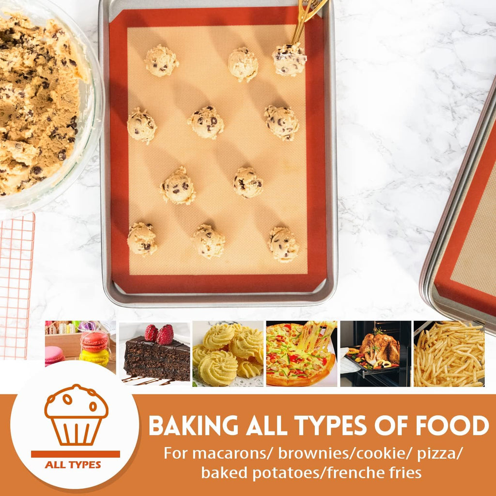 STATINT Non-Stick Silicone Baking Mat - Premium Food Safe Reusable Cookie Mats, 16.5" x 11.6" (Pack of 2)