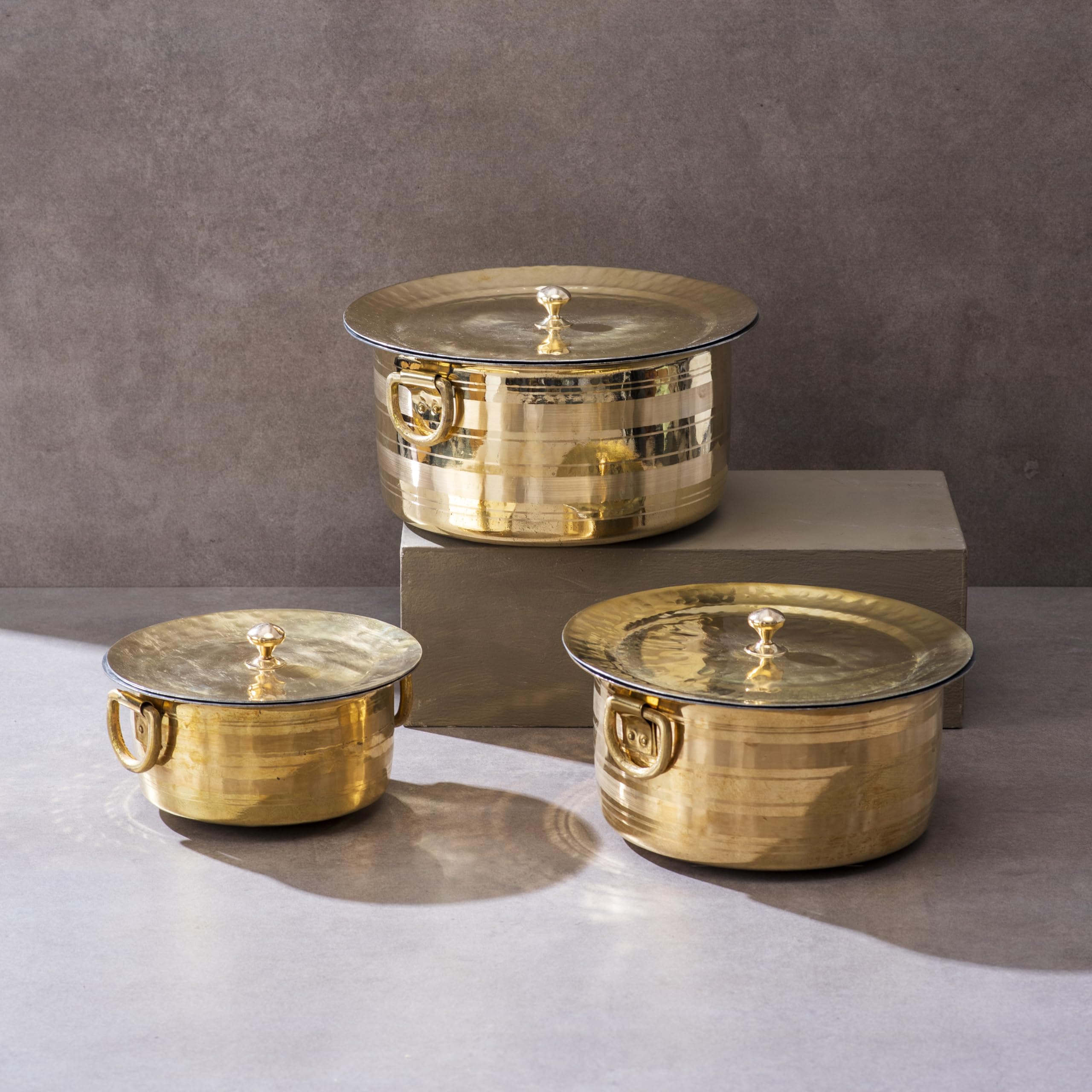 P•TAL Brass Stock Pot with Lid Naturally Nonstick and Toxin Free Pasta Pot Multipurpose Cooking Pot, PFOA and PTFE Free (1 Quart)