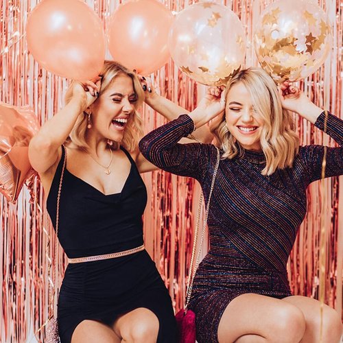 Foil Curtain Backdrop - Rose Gold Metallic Tinsel Fringe | 10 Pack for Parties & Celebrations