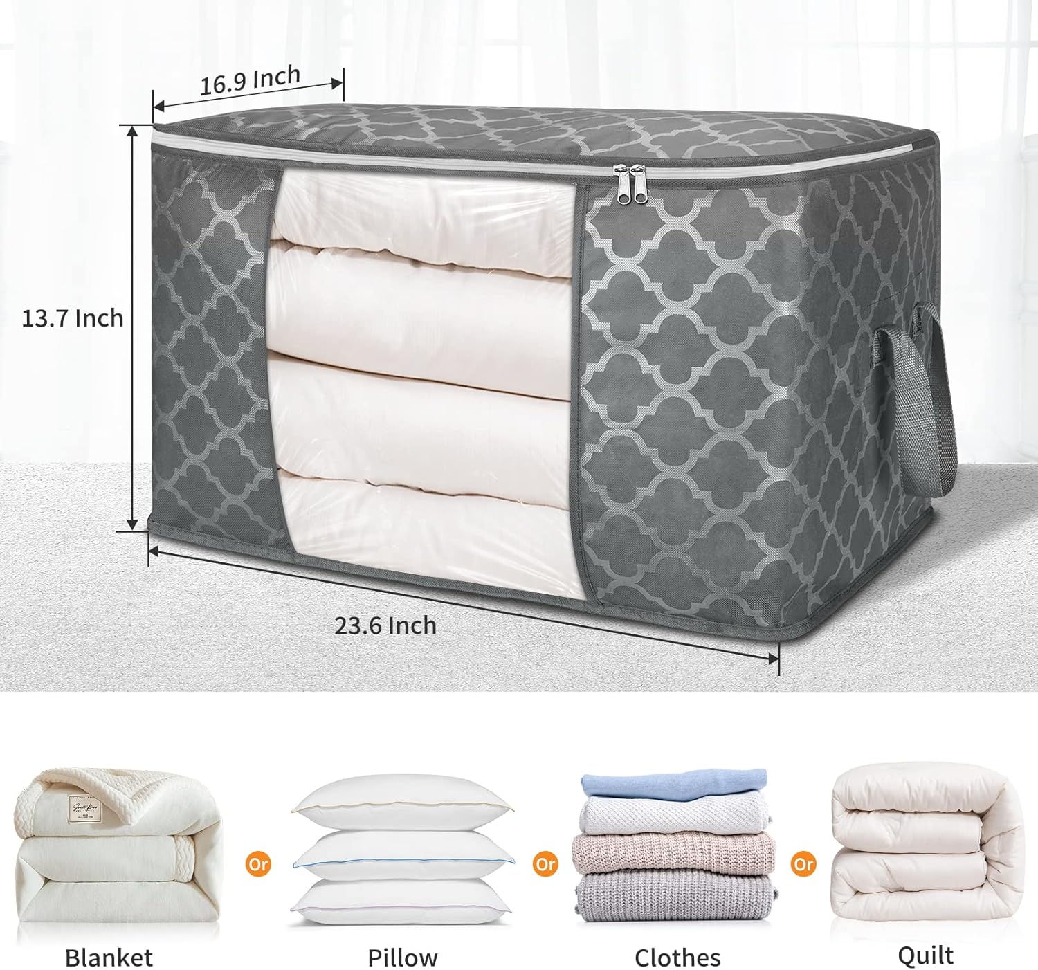 Skiennix 90L Large Storage Bag - Durable Organizer for Clothes, Bedding, Toys | 6 Pack
