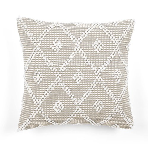 Lush Decor Adelyn Decorative Throw Pillow Cover, 20" W x 20" L, Neutral - Square Pillow - Neutral Diamond Pillow - Textured Pillows - Hygge Decor - Farmhouse Throw Pillows For Bed, Couch, Or Chair
