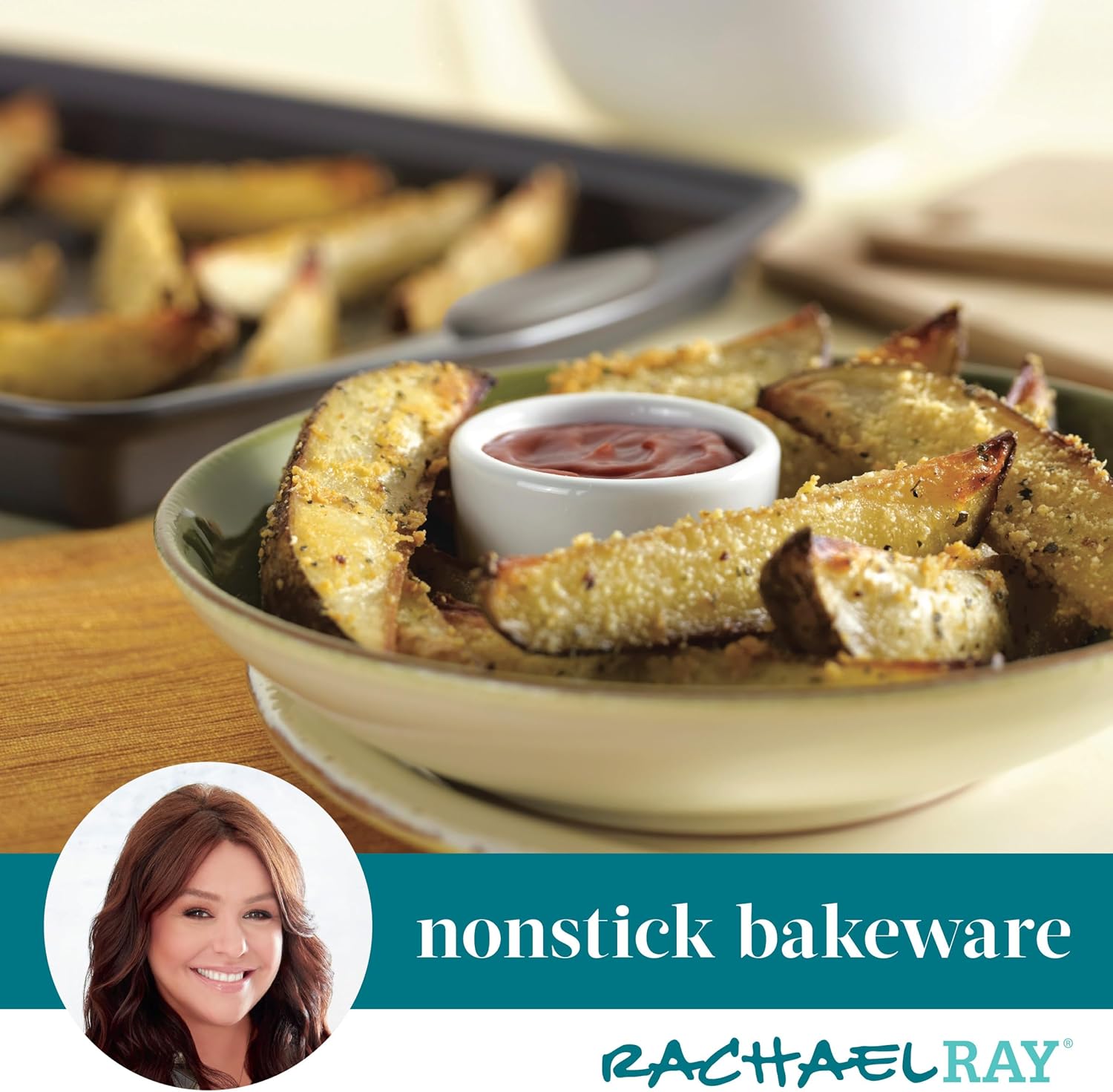 Rachael Ray Nonstick Bakeware Set - 3-Piece Cookie Sheets with Grips, Gray & Sea Salt Gray