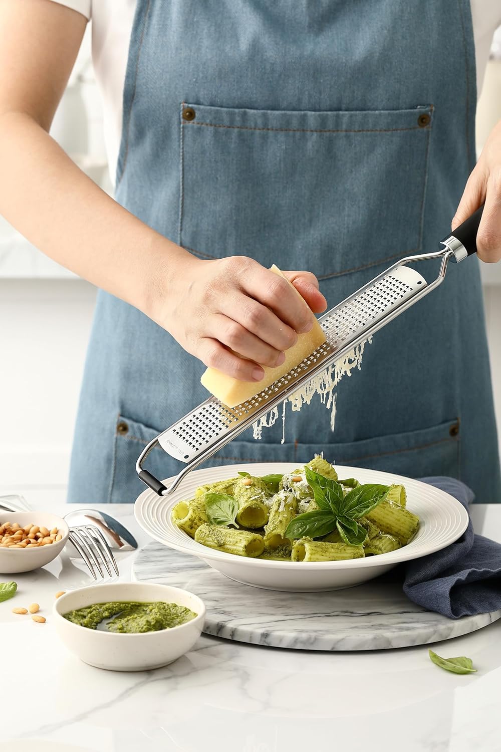 Spring Chef Stainless Steel Lemon Zester Grater - Heavy-Duty Kitchen Tool for Citrus, Cheese & More - Black