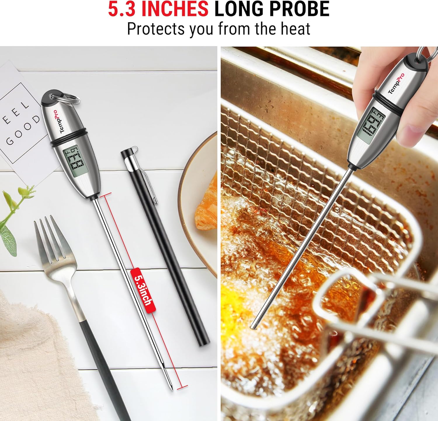 TempPro Digital Food Thermometer - Accurate Cooking & Baking Tool with Long Probe | 2 Pack