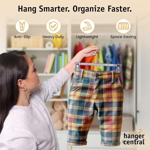 Hanger Central 30 Pack Pants Hangers - Heavy Duty Slim Plastic Clips for Skirts & Pants | Black, 10 Inch