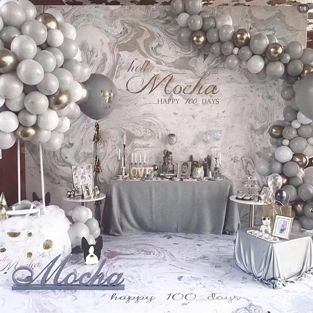 PartyWoo Gray Balloons - 100 Pcs Matte Grey Latex Balloon Arch Kit | 18", 12", 10", 5" Sizes for Baby Showers, Gender Reveals, and Birthdays