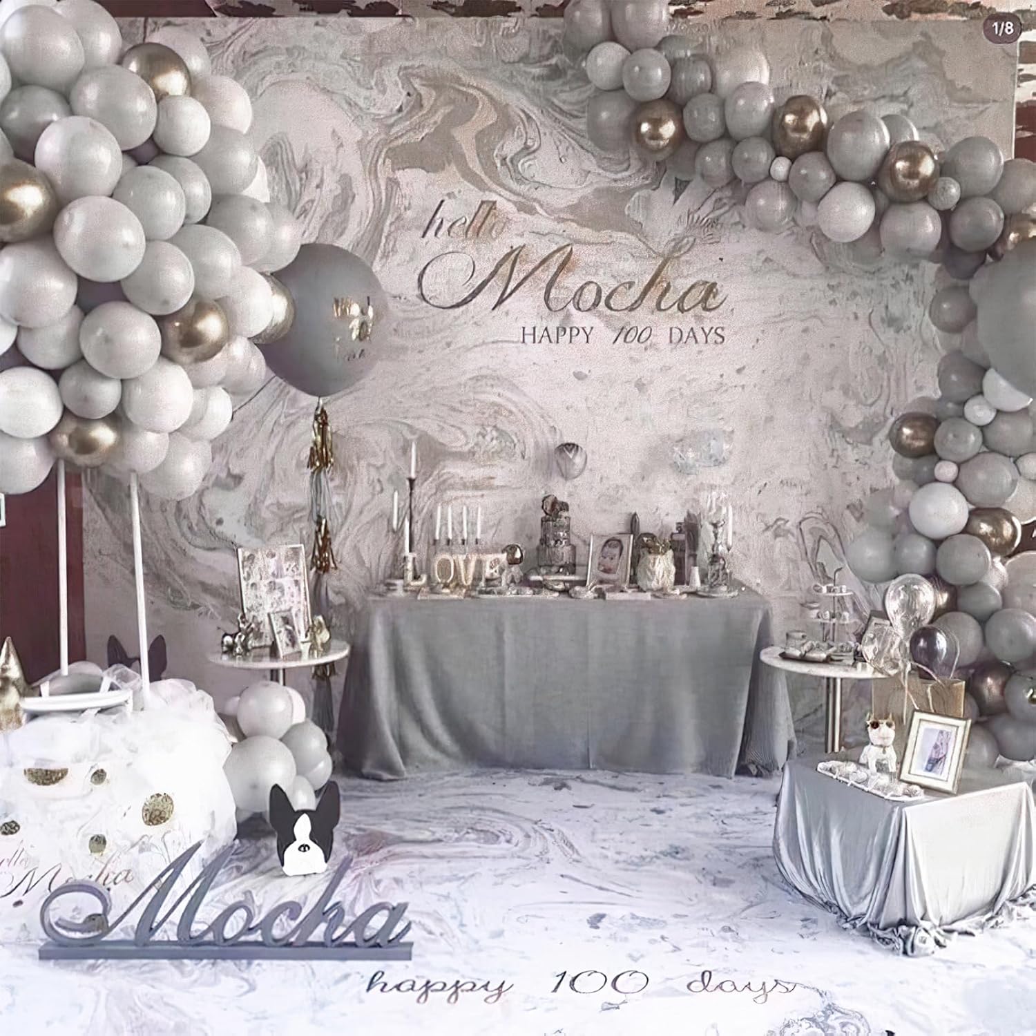 PartyWoo Gray Balloons - 100 Pcs Matte Grey Latex Balloon Arch Kit | 18", 12", 10", 5" Sizes for Baby Showers, Gender Reveals, and Birthdays