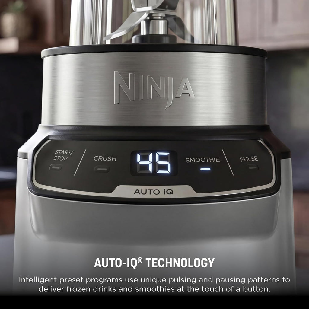 Ninja Blender - Nutri Pro with Auto IQ Technology | Perfect for Smoothies & Frozen Drinks | Includes (2) 24 oz. To-Go Cups | 1100 Peak Watts | Silver | BN401