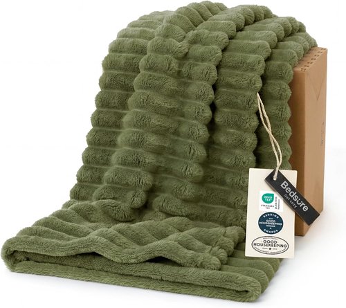 Bedsure GentleSoft Fleece Blanket - Cozy Twin Throw for Couch, Soft Moss Color, 60x80 Inches