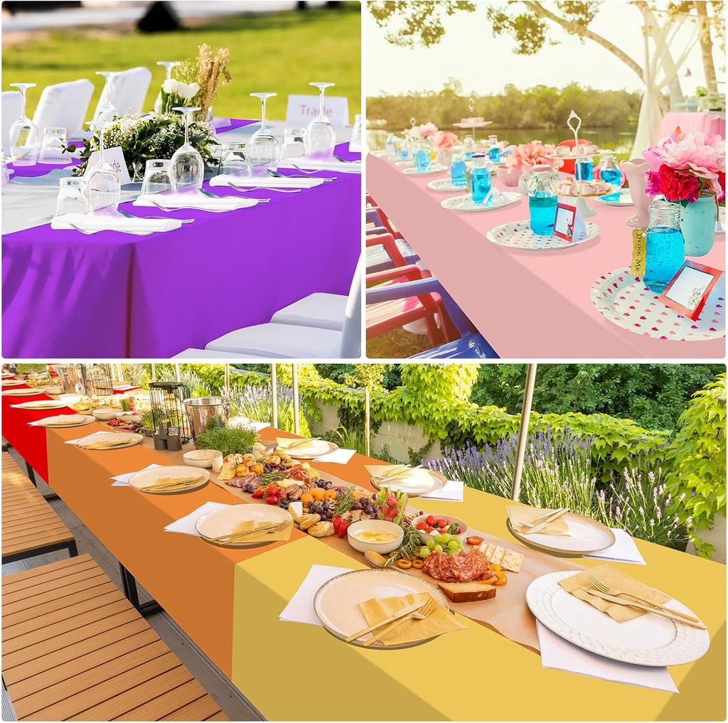 Skiennix 24 Pack Rainbow Tablecloths - Colorful Disposable Plastic Covers for Parties | 54 x 108 Inch