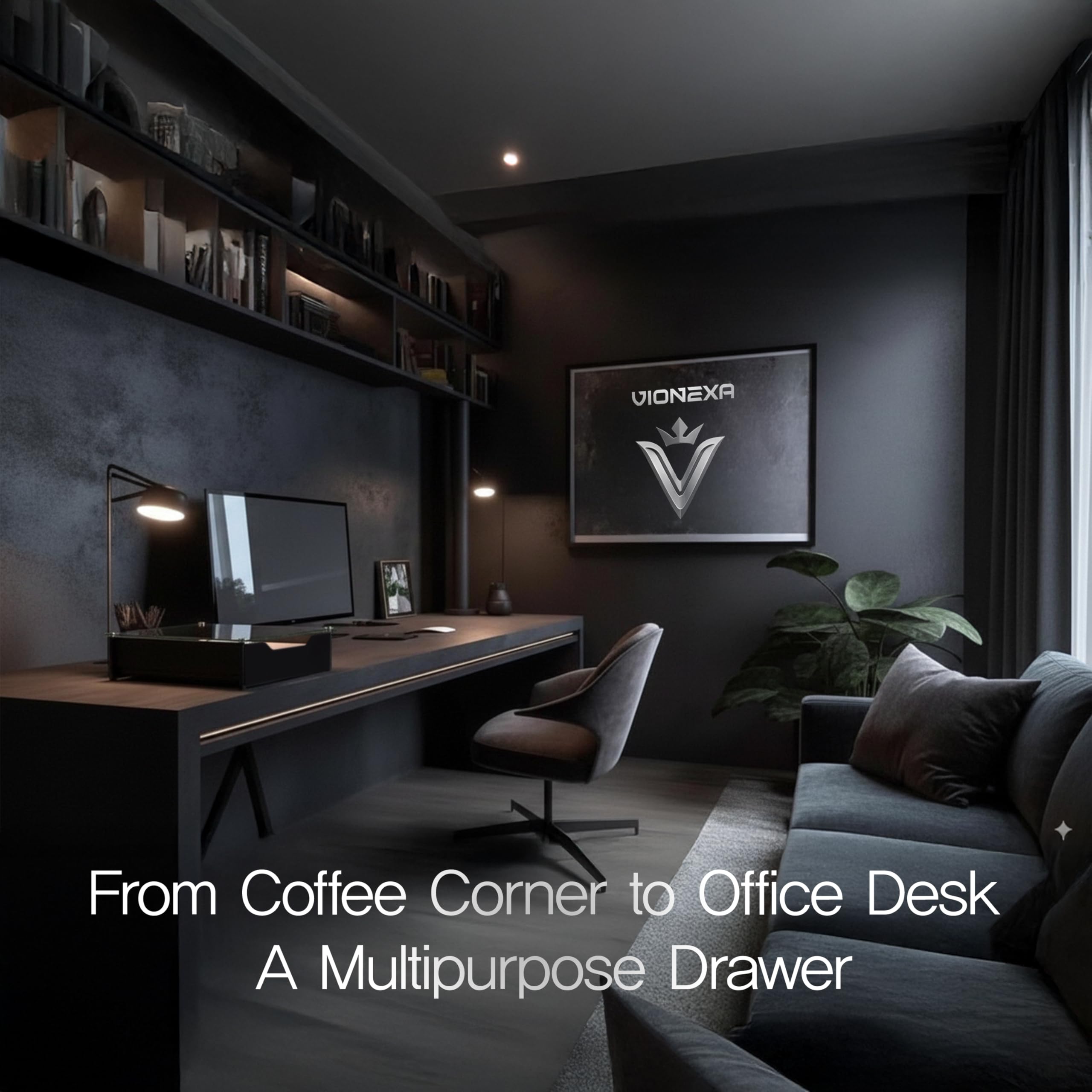 Coffee Pod Holder with Rail Drawer Compatible with Nespresso Vertuoline and K-cups Capsule - 40 Pods Capacity Tempered Glass and Anti-Slip Base Metal Coffee Pods Organizer 16.14x11.81x3.94