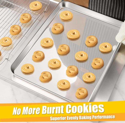 Homikit Baking Sheet Set - 2 Pack 18” x 13” Stainless Steel Cookie Pans | Heavy Duty, Nonstick & Dishwasher Safe