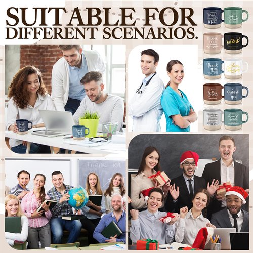 Didaey 10 Pcs Thank You Mugs Bulk Appreciation Gifts for Employee Coworkers Staff Teachers Motivational Ceramic Coffee Mugs Thank You Farewell Going Away Gifts for Coworkers(Classic)