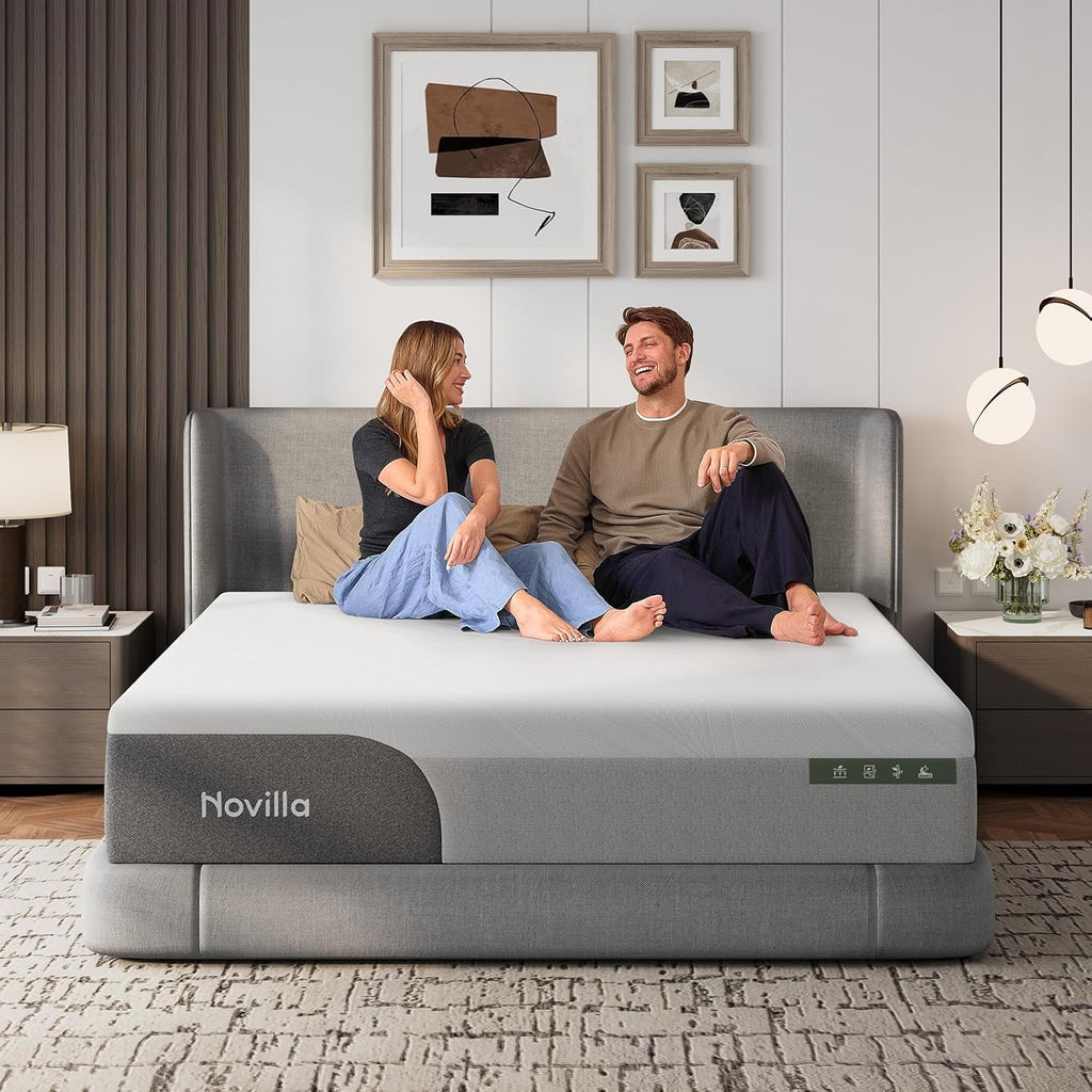 Novilla Queen Mattress - 14 Inch Gel-Infused Memory Foam for Pain Relief & Spinal Support | Cool-Touch Cover