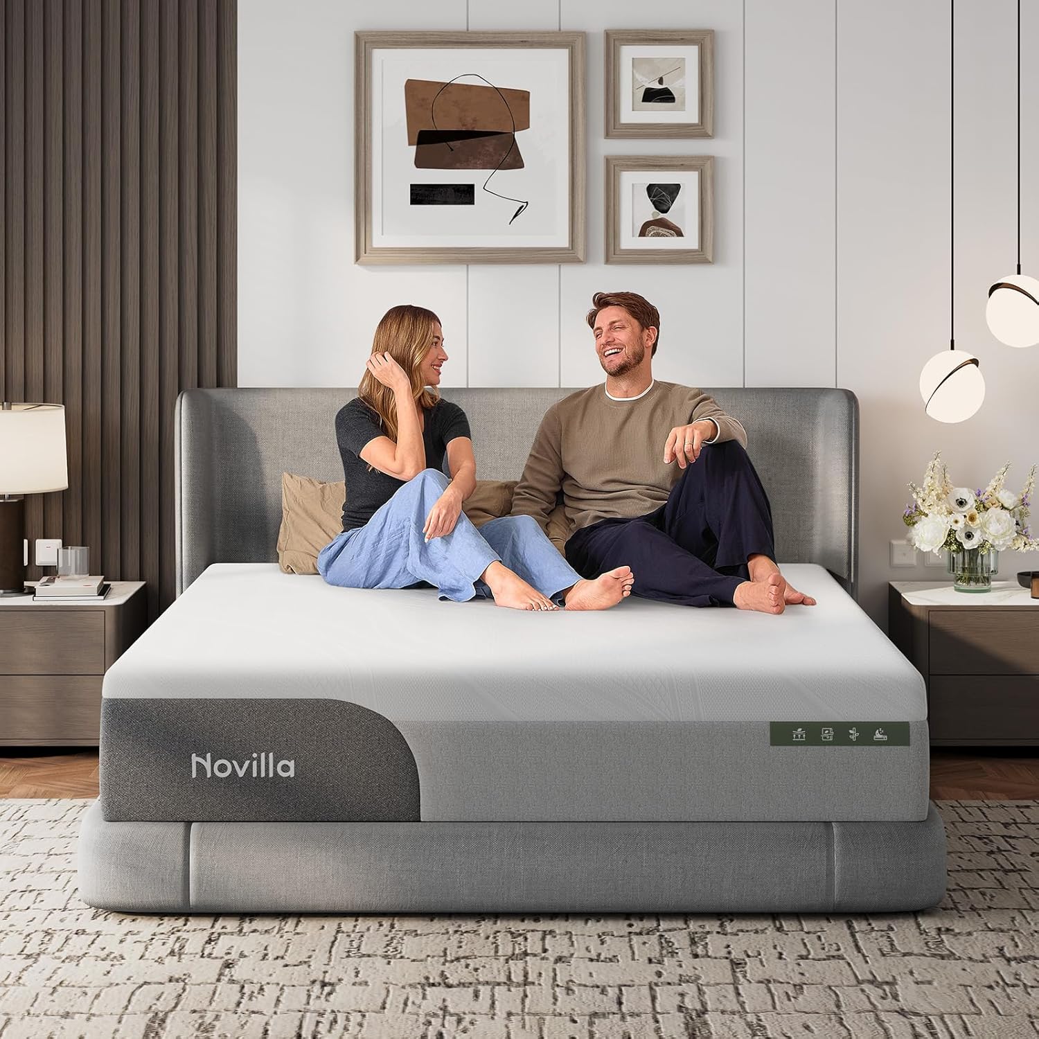 Novilla Queen Mattress - 14 Inch Gel-Infused Memory Foam for Pain Relief & Spinal Support | Cool-Touch Cover