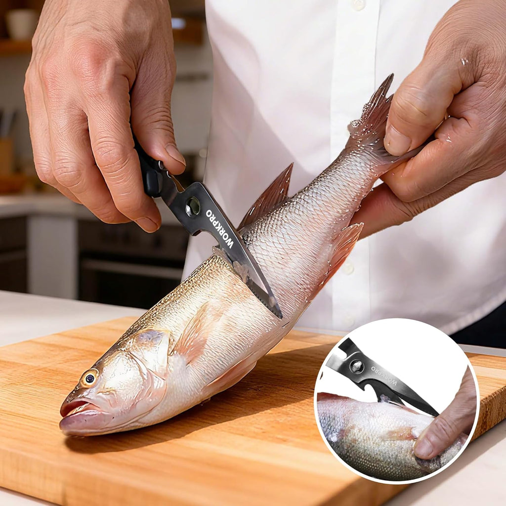 WORKPRO Kitchen Scissors - Heavy Duty Shears with Detachable Titanium Blades for Easy Cleaning | Ideal for Meat, Fish, Nuts, and Vegetables